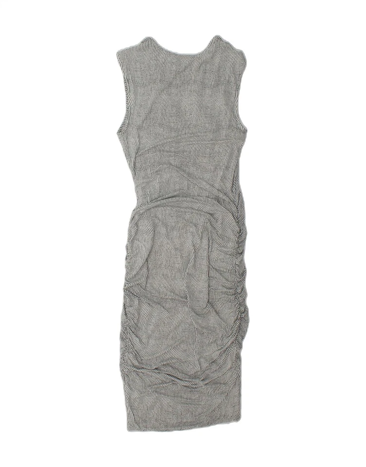 Vestido ceñido al cuerpo sin mangas MOSSIMO para mujer Reino Unido 8 pequeño blanco manchado rayón NK05 Foto 2 de 3