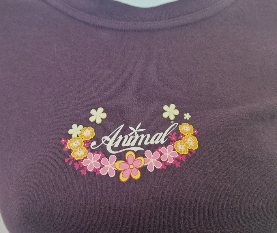 Animal Brand Purple Logo T-shirt Size XS approx. UK 6 Excellent Condition Y2K - Image 4 of 4