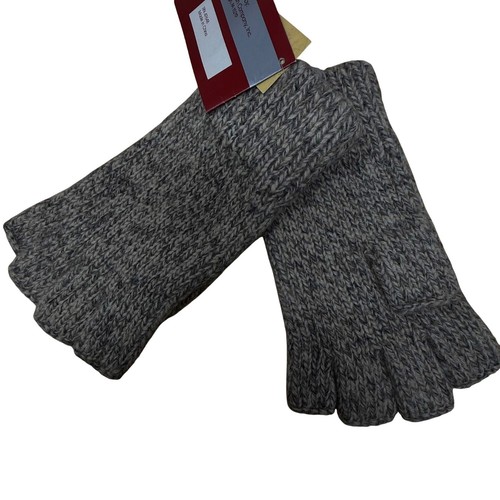Vintage Jacob Ash Mens One Size Ragg Wool Fingerless Gloves Gray Knit Retro - Picture 3 of 7
