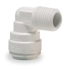 John Guest Pi-481222-S Push-Fit Elbow Fitting, 3/8 In Tube Size, Acetal, Gray,