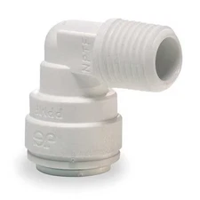 John Guest Pi-481222-S Push-Fit Elbow Fitting, 3/8 In Tube Size, Acetal, Gray,