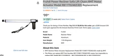 Fruhdi Power Recliner Sofa Lift Chairs RMT Motor Actuator Model R811T02465305