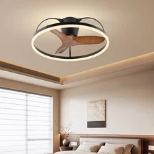 Solid Wood Blade Ceiling Fan with Light and Remote – 24in Low-Profile Design, 30