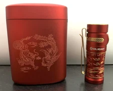 Olight Baton 3 Premium Edition Dragon & Phoenix - LTD Ed - RARE, Red & Gold