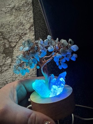 Aquamarin beleuchtet Kristall Baum Heilung Wohndeko Chakra Verkauf günstig Geschenk Glück