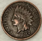 1892 US Indian Head Cent 1C Penny - VF - #14802