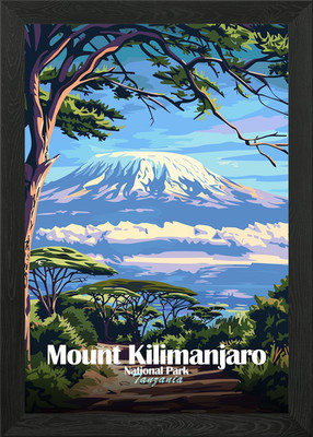Kilimandscharo Nationalpark hellbraun gerahmtes Wandbild Poster Leinwanddruck Bild