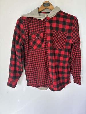 L L Bean Red Checkered Hooded Shacket Mens Small