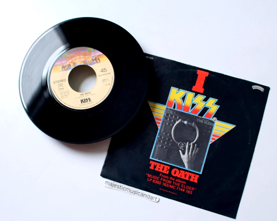 RARE COVER 1981 ORIGINAL KISS THE OATH 7" VINYL 45 ACE FREHLEY - Image 3 of 4