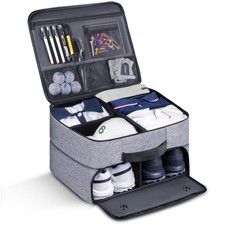 Large Golf Trunk Organizer, 2 Layer Car Golf Organizer with 2 Shoes Compartme...