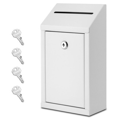 Metal Donation Box with Lock Wall Mounted Suggestion Box with 4 Iron Keys Whi...