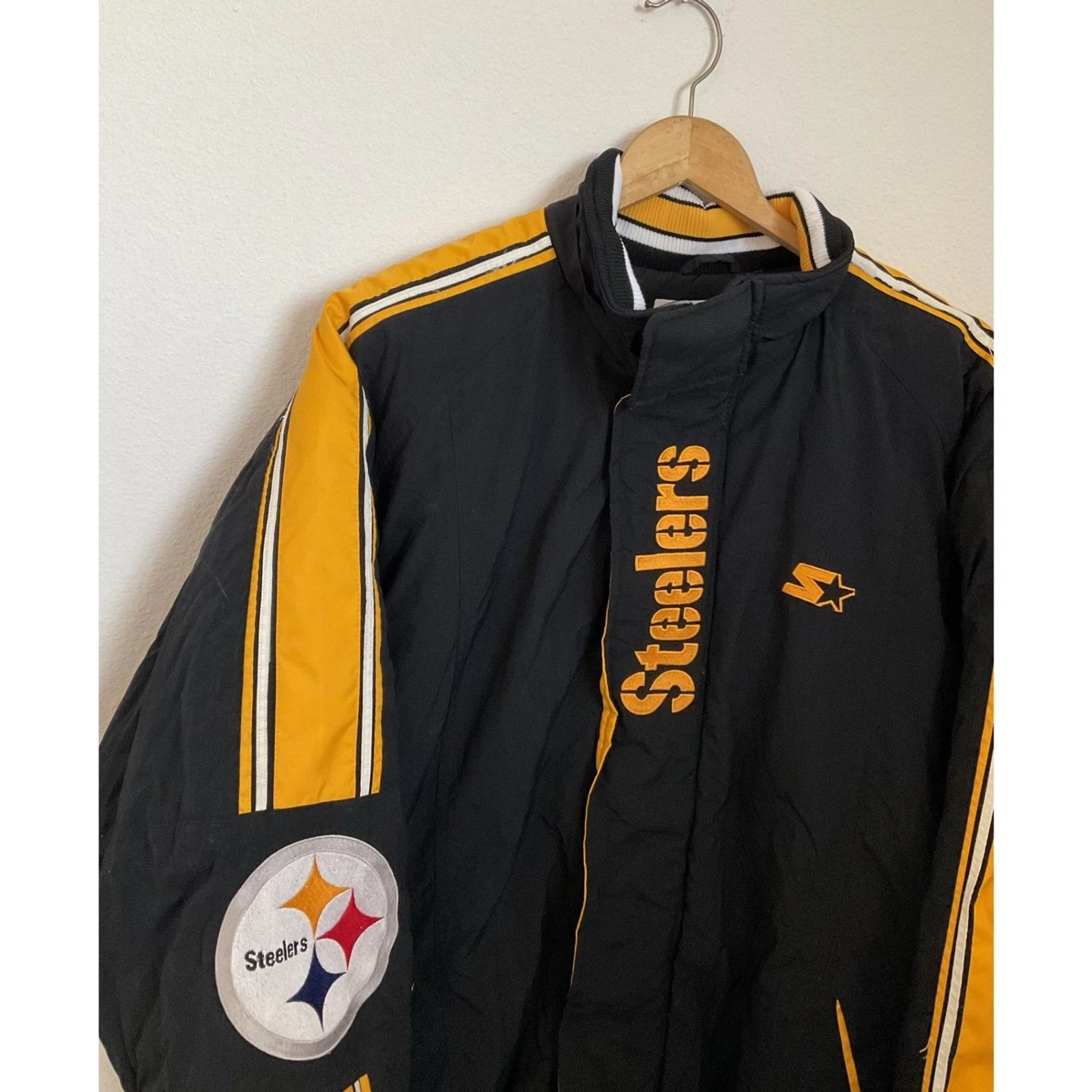 Vintage 90s Starter Pro Line Pittsburgh Steelers Puffer Jacket Big Logo NFL XL image 6
