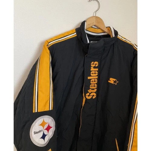 Vintage 90s Starter Pro Line Pittsburgh Steelers Puffer Jacket Big Logo NFL XL image 6