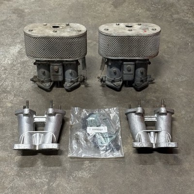 Porsche 356 SOLEX 40 PII-4 Carburetor Pair w/ Air Cleaners & Manifolds