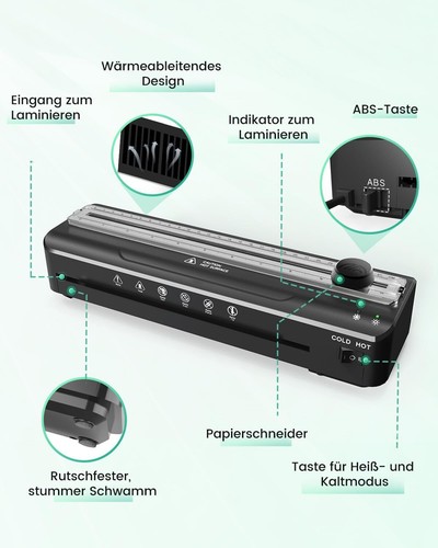 A4 Laminiermaschine \20 Laminierfolien A4 A5 A6 Heiß und Kalt Multifunktionales - Bild 9 von 9