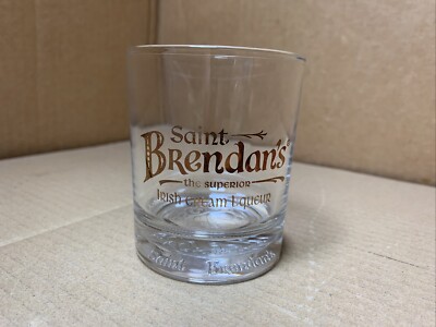 SAINT BRENDANS superior IRISH CREAM Liqueur Promo Advert LOGO GLASS CUP Tumbler