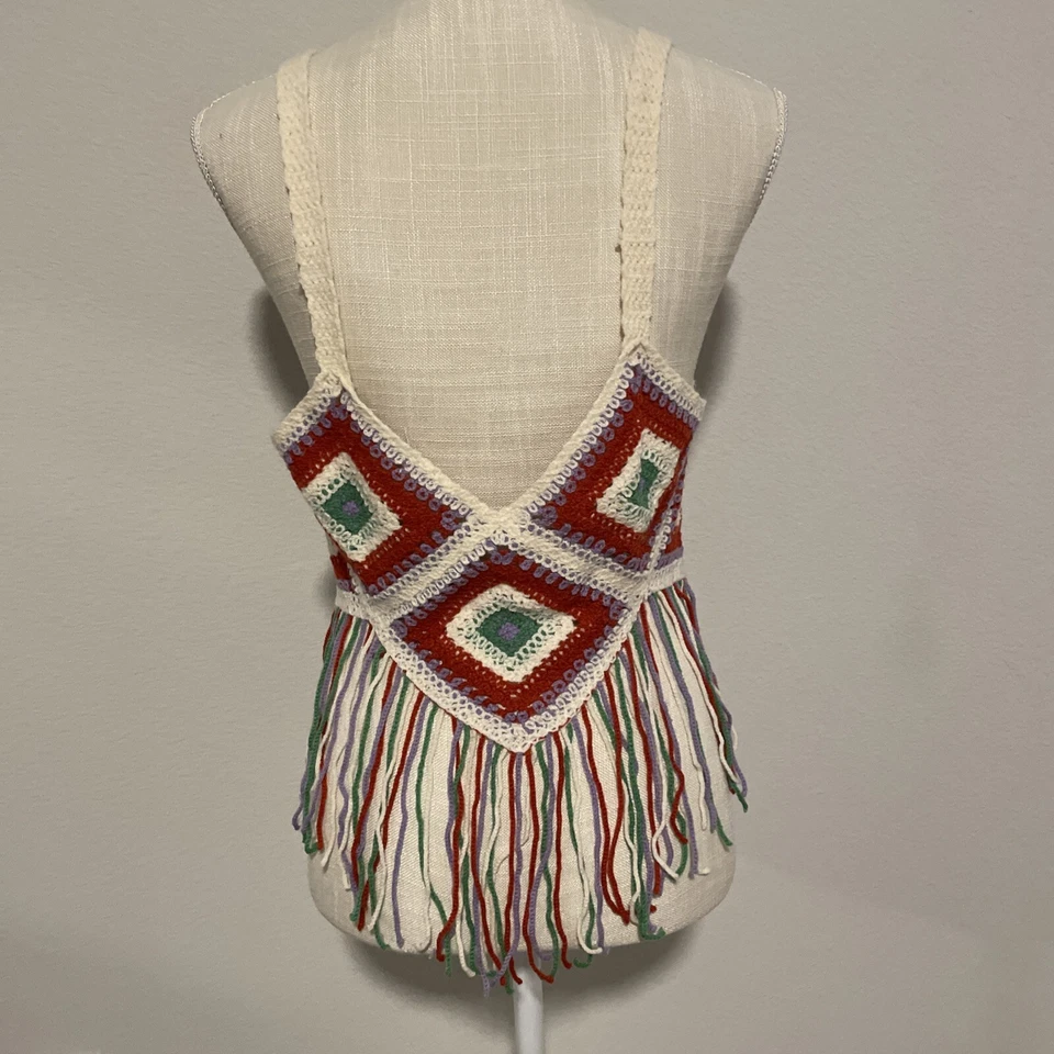 Women’s Multicolored Bohemian Crocheted Tassel Tank Top Camisole-Lavender Haze - Image 3 of 4