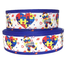 GROSGRAIN RIBBON 5/8", 7/8", 1.5, 3" AUTISM AWARENESS PUZZLE Pieces Printed