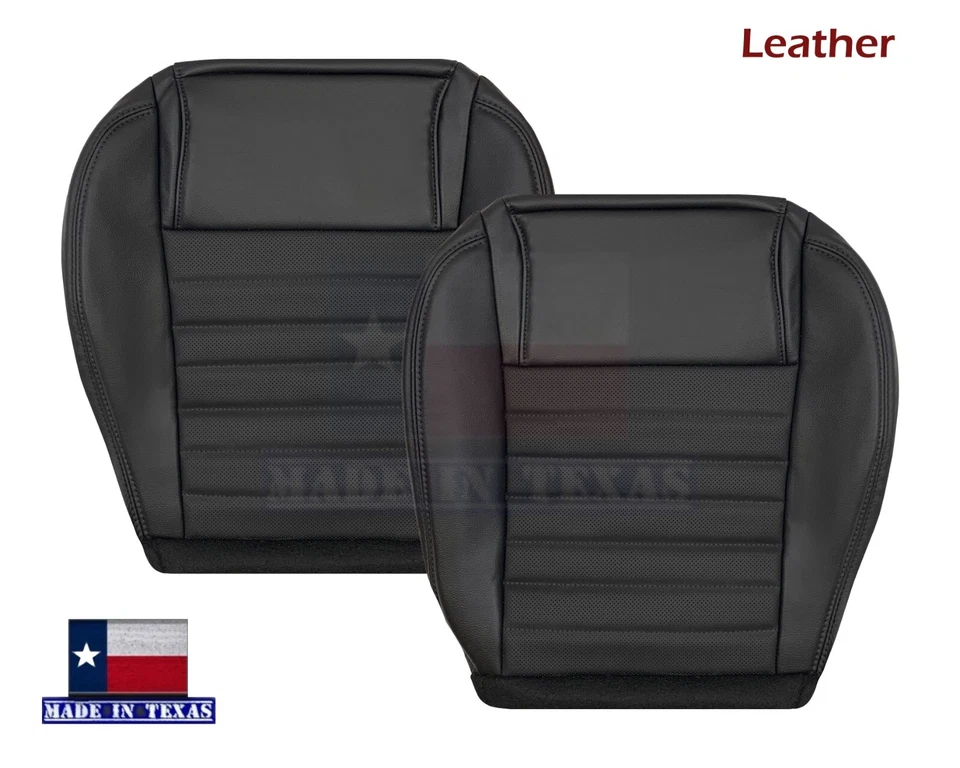 Fundas de asiento delanteras de cuero negras para Ford Mustang GT 2005-2009 convertible V8 Foto 2 de 4