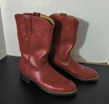 Vtg Diamond J JUSTIN Cowboy Boots 6 B Women's RED Leather Western Roper Boots