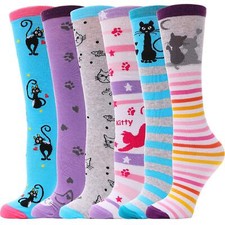 Kids Girls Knee High Socks Long Boot Crazy Silly Fun Gift Tall Funny Cute Ani...