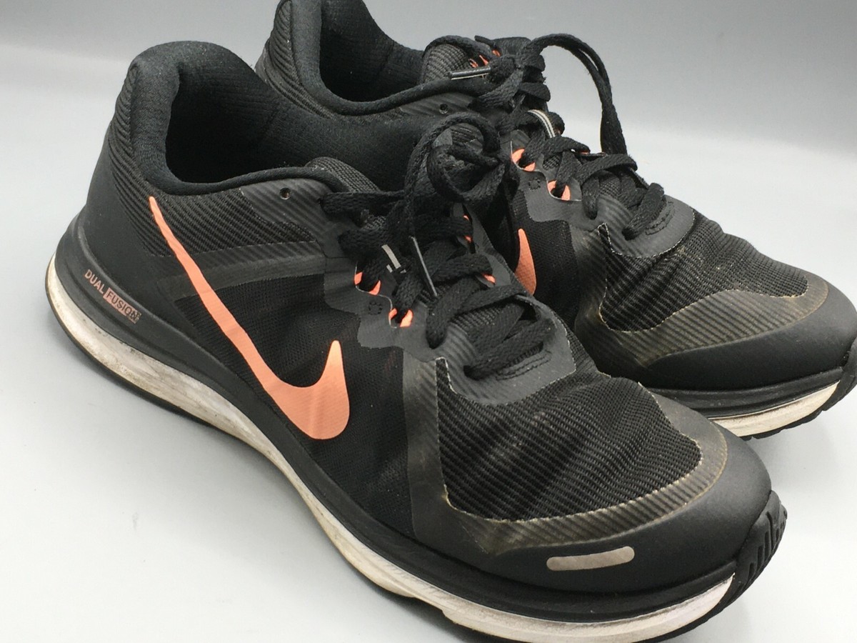 Nike Dual Fusion Womens Running Shoes Sz M Black Pink Lace Up