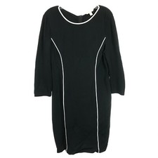 Womens Size 10 Banana Republic Black Contrast Stripe Knee-Length Sheath Dress