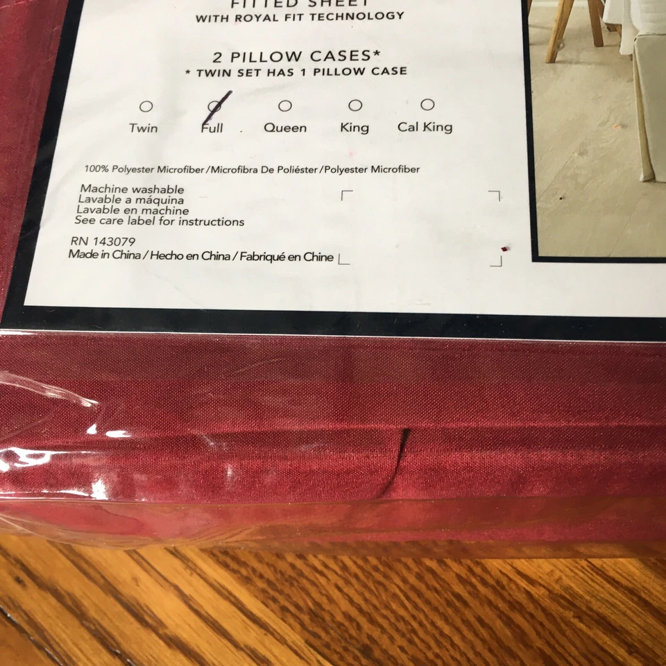Juego completo de sábanas de microfibra Royal Court vino tinto Borgoña. POLSILLOS PROFUNDOS Royal fit. Foto 3 de 4