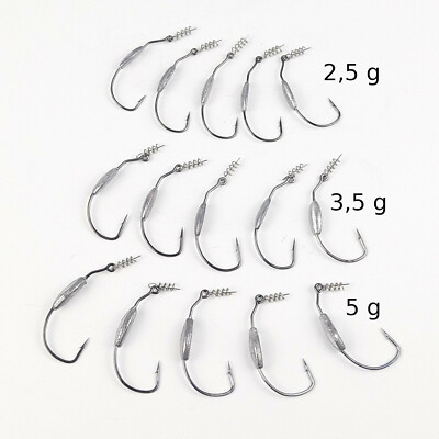 10 St. OFFSET JIG ANGEL HAKEN 2,5-5g  Blei Kopf Rig Shallow Screws Drop Shot 