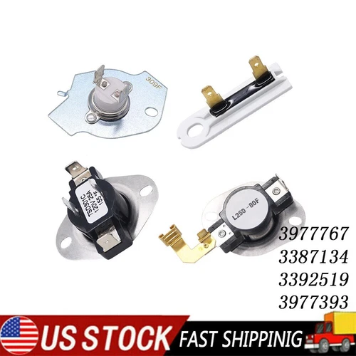 3977767 3387134 3392519 3977393 Thermostat Dryer Thermal for Whirlpool Kenmore