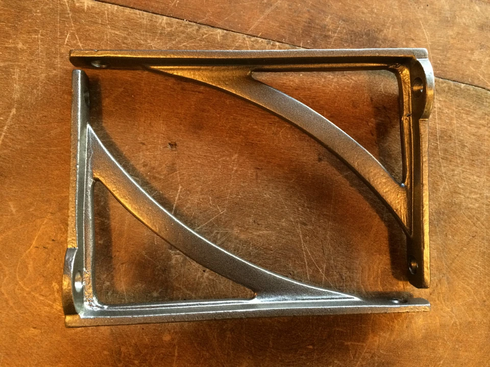 Pair 6" x 4" SMALL INDUSTRIAL ANTIQUE CAST VICTORIAN SHELF BRACKETS ~ BR22p(x2) - Image 4 of 4