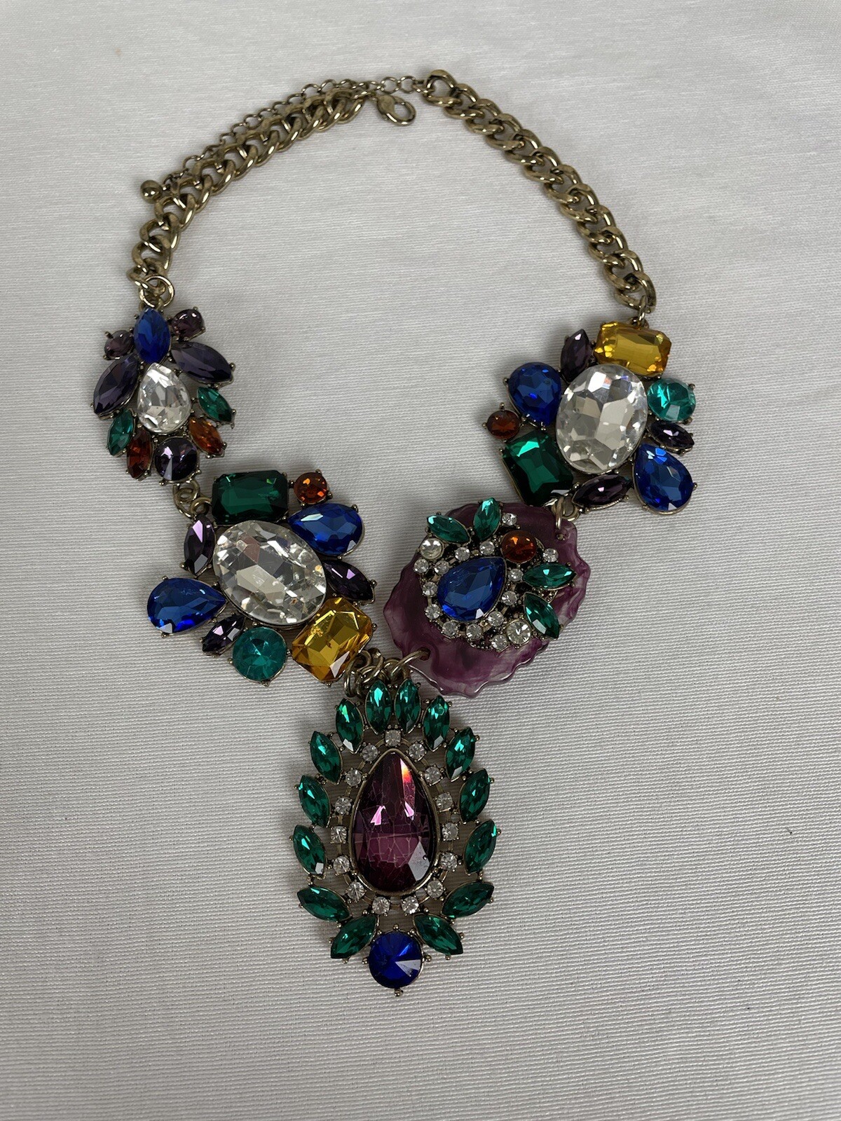 Statement Chunky Necklace Cluster With Rhinestone… - image 4