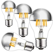 Half Chrome Light Bulb 6W 60 Watt Equivalent , Dimmable A19 A Shape 2700K Wa...