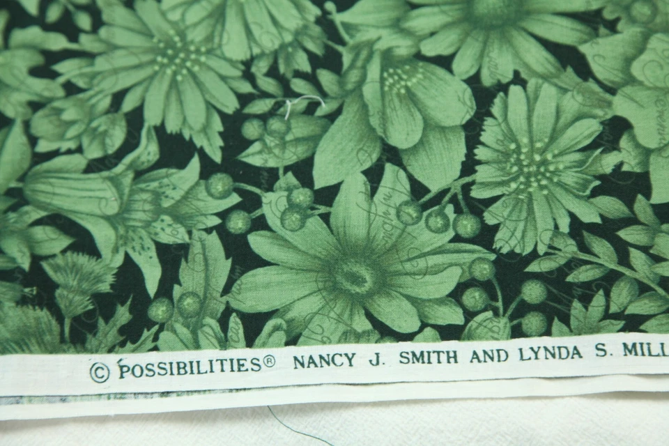 60 x 42 Вт Henry стекла возможности лоскутное одеяло хлопчатобумажной ткани зеленый на зеленый цветочный - Изображение 4 из 4