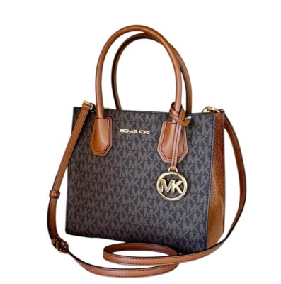 #ad Michael Kors Mercer Medium Satchel Shoulder Crossbody Bag MK Brown $99.80