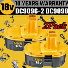 2Pack 18 Volt Replacement for Dewalt Battery DC9096-2 DC9098 DC9099 DW9096