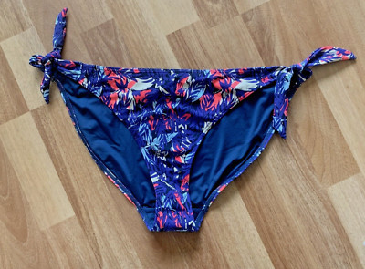 Fat Face Tropical Floral Bikini Bottoms Navy UK 16 New