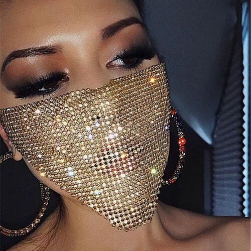 Luxury Rhinestone Face Mask Crystal Dance Party Jewelry Half-face Veil Gift - Picture 10 of 18