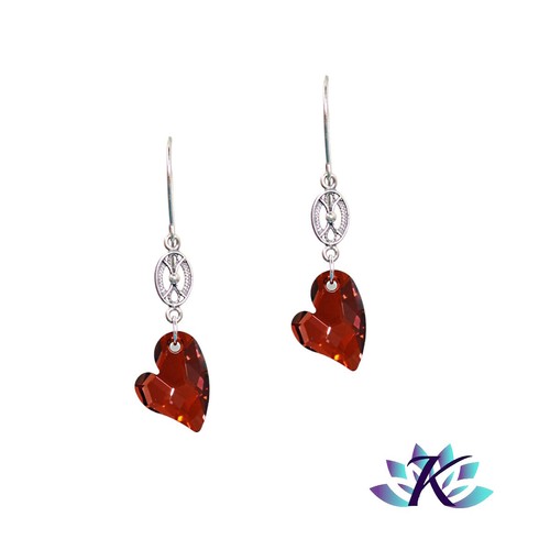 Boucles D'oreilles Pendentif Cœur Cristal Autrichien Vert - Modèle D29