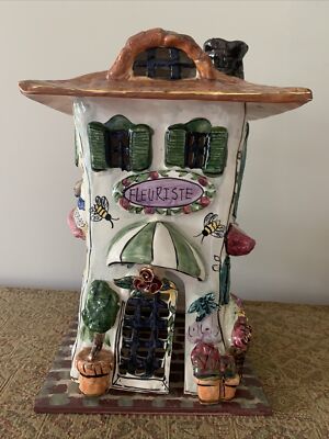 Set 2 Fleurisie Cafe House Candle HOLDER GLAZED CERAMIC HEATHER GOLDMINE 2000