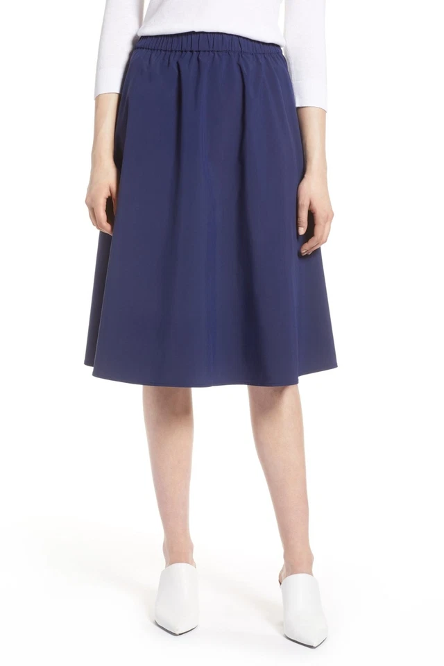 Falda midi halógena 152367 para mujer línea A azul marino chaquetón talla pequeña XL Foto 2 de 3