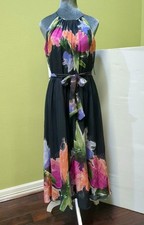 NWT DKNY Women’s Floral Tie-Waist Halter-Neck Dress Size 6