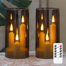 3 in 1 Flameless Taper Short Candles with 10 Key Remote Control and Timer, Batte