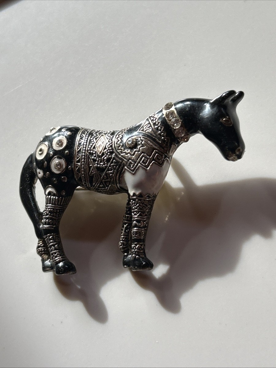 Vintage Trail Of Painted Ponies TOPP Rhinestone Painted Horse Brooch Or Pendant View 5