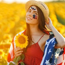 4 Sheets of US Patriotic Celebration Temporary Tatto os E5L8