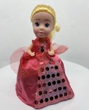 Vtg CUPCAKE DOLL 5.5” Tall Haschel Toys Toy Blonde Pink & Blue Cupcake Girl EUC