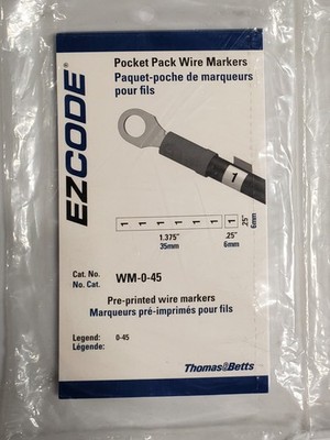 WM-0-45Wire Marker, Book, Pre Printed, 0 to 45, Vinyl Cloth, Black, White