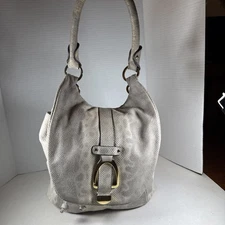 G.I.L.I. Shoulder Bag Leather 12x10x5 Snake/Croc Fringe Single Handle Beige/Gold