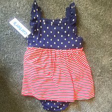 Carter's Girls 6-9M Sleeveless Ruffle Stars Cotton Knit Snap Bodysuit