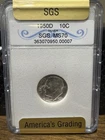 1950-D Roosevelt Dime 90% Silver Pre-1965 US Coin Cracked Holder